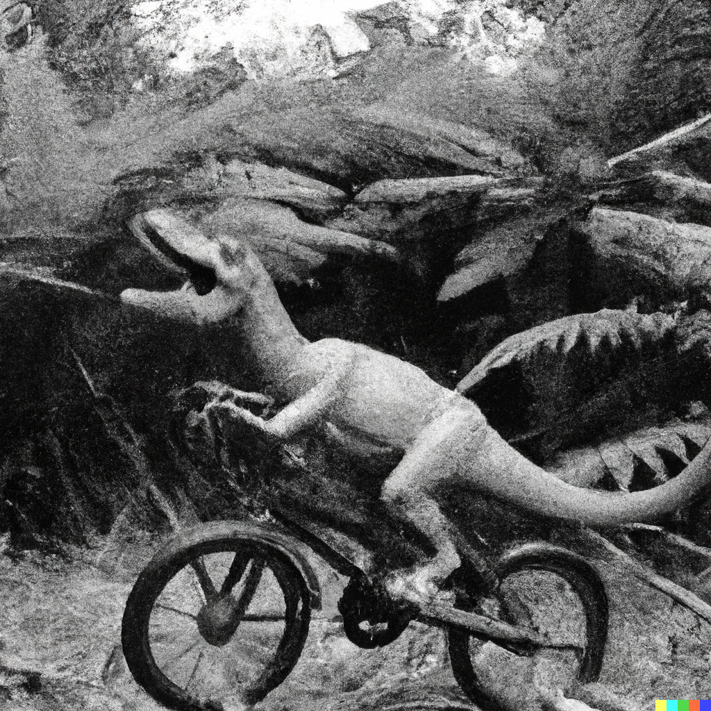 Photographie rare d'un vélociraptor, Jungle de Chavanne-Neuve, 1895 (Credit Dall-E)